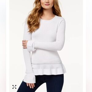 MICHAEL Michael Kors Flounce-Trim Perforated Sweater